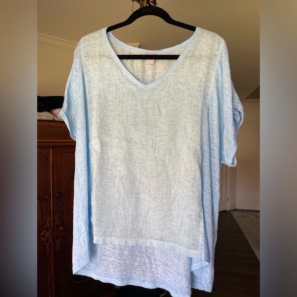 Chico's Linen High Low Seamed Tee - Picture 7 of 8